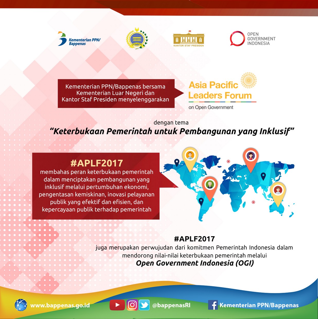 Sebagai salah satu bentuk komitmen untuk mewujudkan keterbukaan pemerintah, menyelenggarakan Asia Pacific Leaders Forum on Open Government 2017 (APLF 2017).